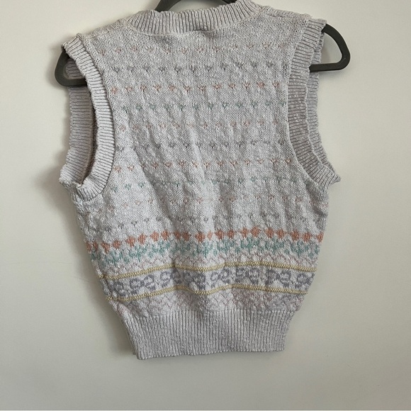 Vintage 90s The Villager Petites Fair Isle Knot Sweater Vest Cottagecore Preppy - Picture 4 of 10